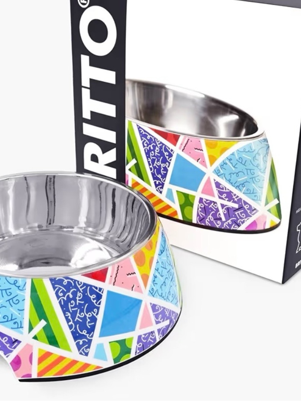 BRITTO Geometric Stainless Steel Small Pet Bowl